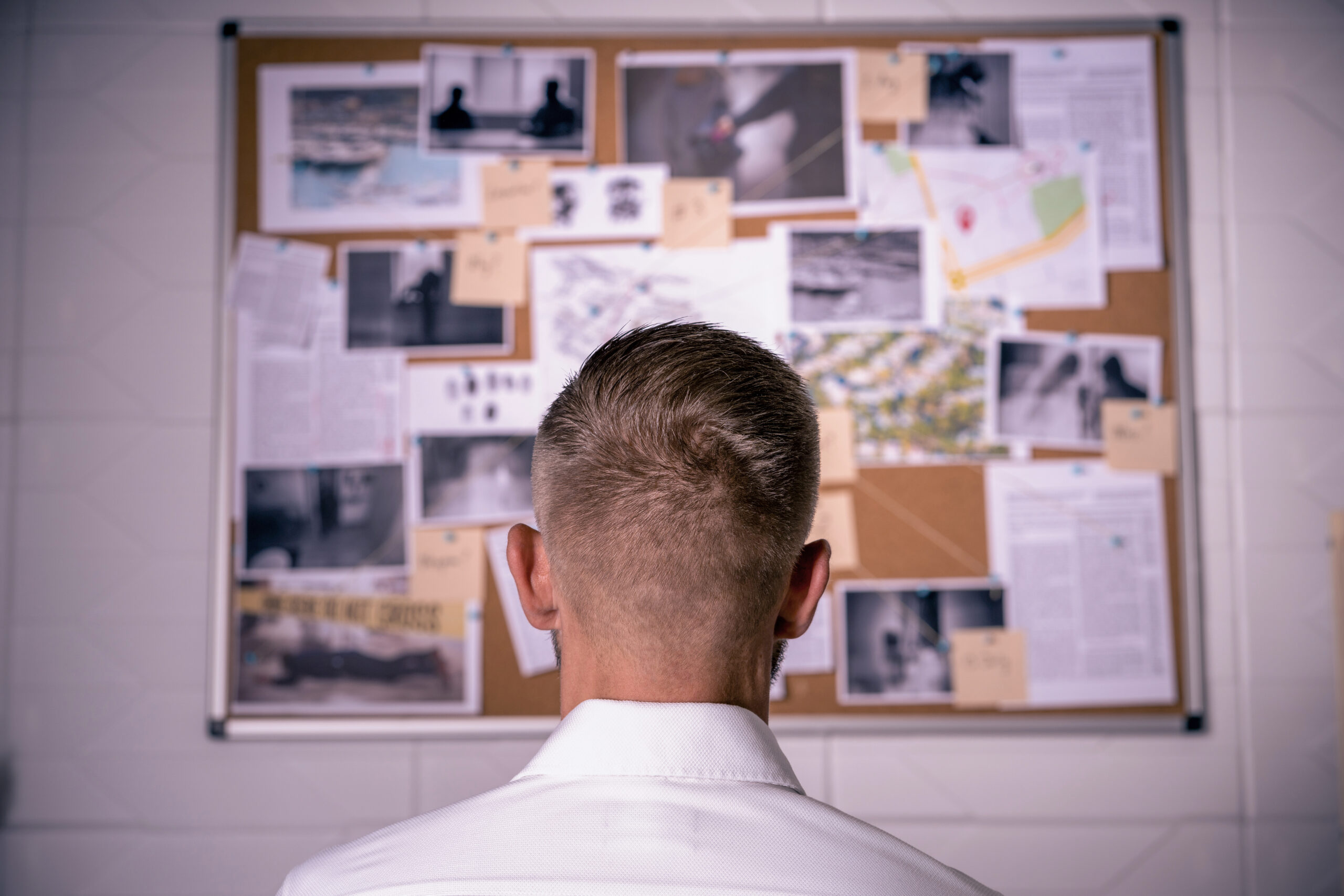 Policeman Or Private Detective Searching Crime Investigation